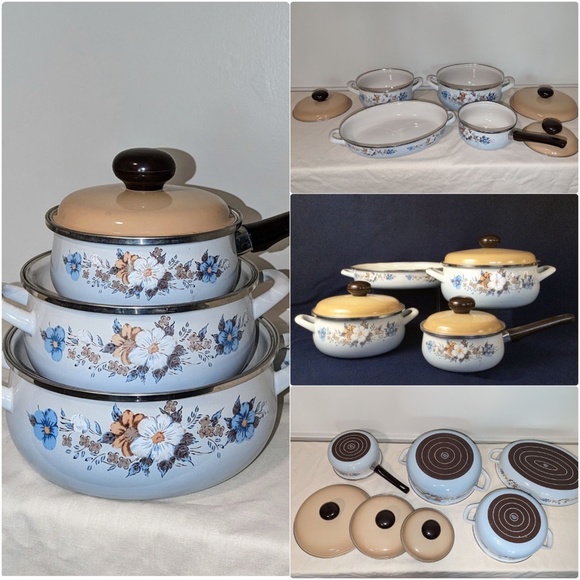 Vintage 70’s Crowning Fashion Floral Sauce Pan Set - Picture 1 of 7